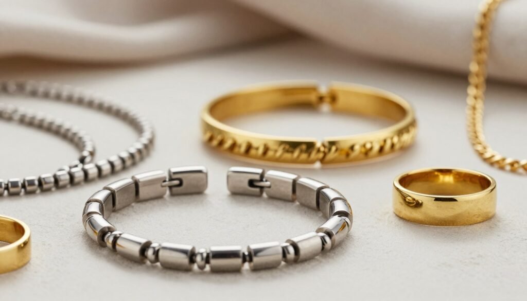 stainless steel jewelry and brass jewelry composition